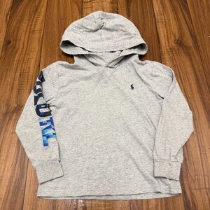 Polo Ralph Lauren Hoodie Boys Size 6 Gray Lightweight Hoodie Sweatshirt